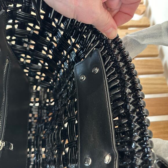 8 Other Reasons Black Woven Tote Bag Top Handle Shoulder Strap 8x7.25 x4.5 NEW - Picture 13 of 14